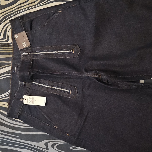 Express High Waisted Rinse Exposed Double Zipper Wide Leg Jeans - Picture 6 of 10